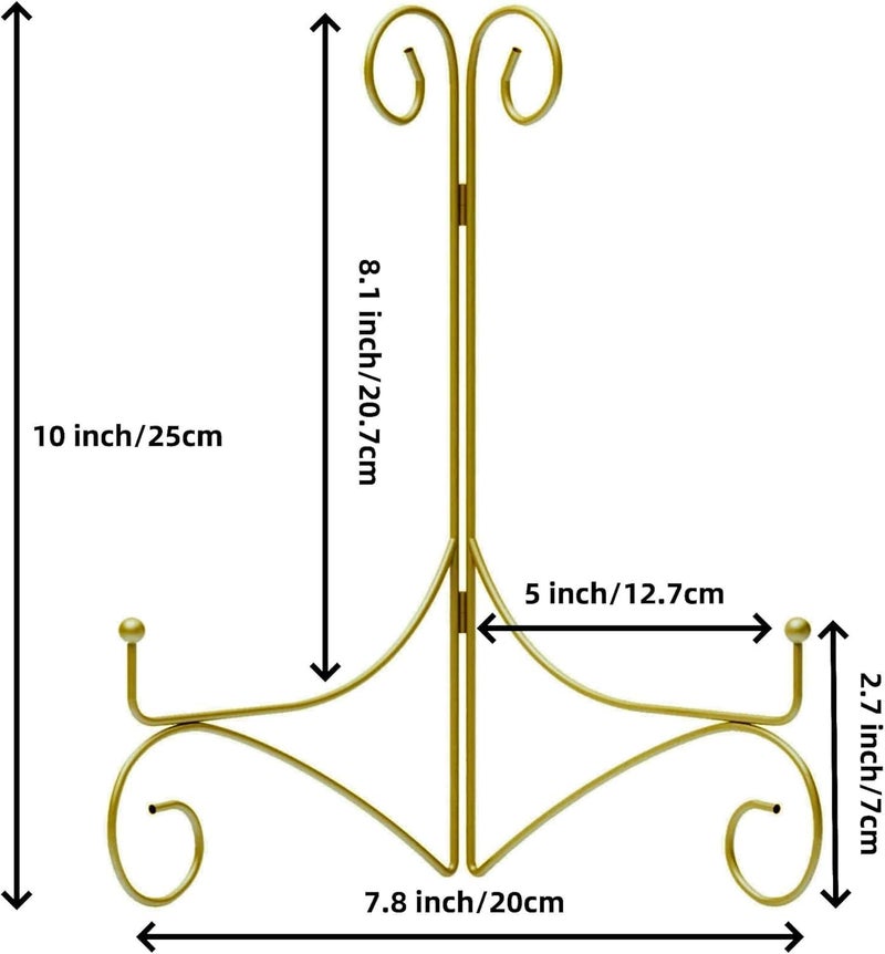 SVENJBB Gold Iron Plate Stand, 10 Inch Plate Holder for Display, Small Metal Plate Display Stands for Cookbook, Picture Frame, Photo, Decorative Plates (10 Inch, 1 Pack) - Image 5